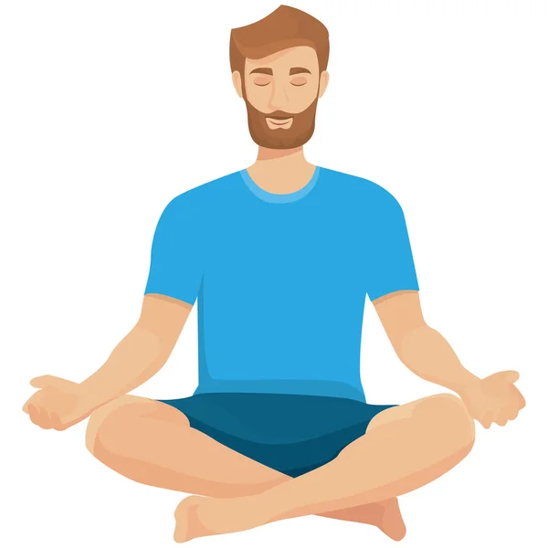 Hombre haciendo yoga. — Vector de stock