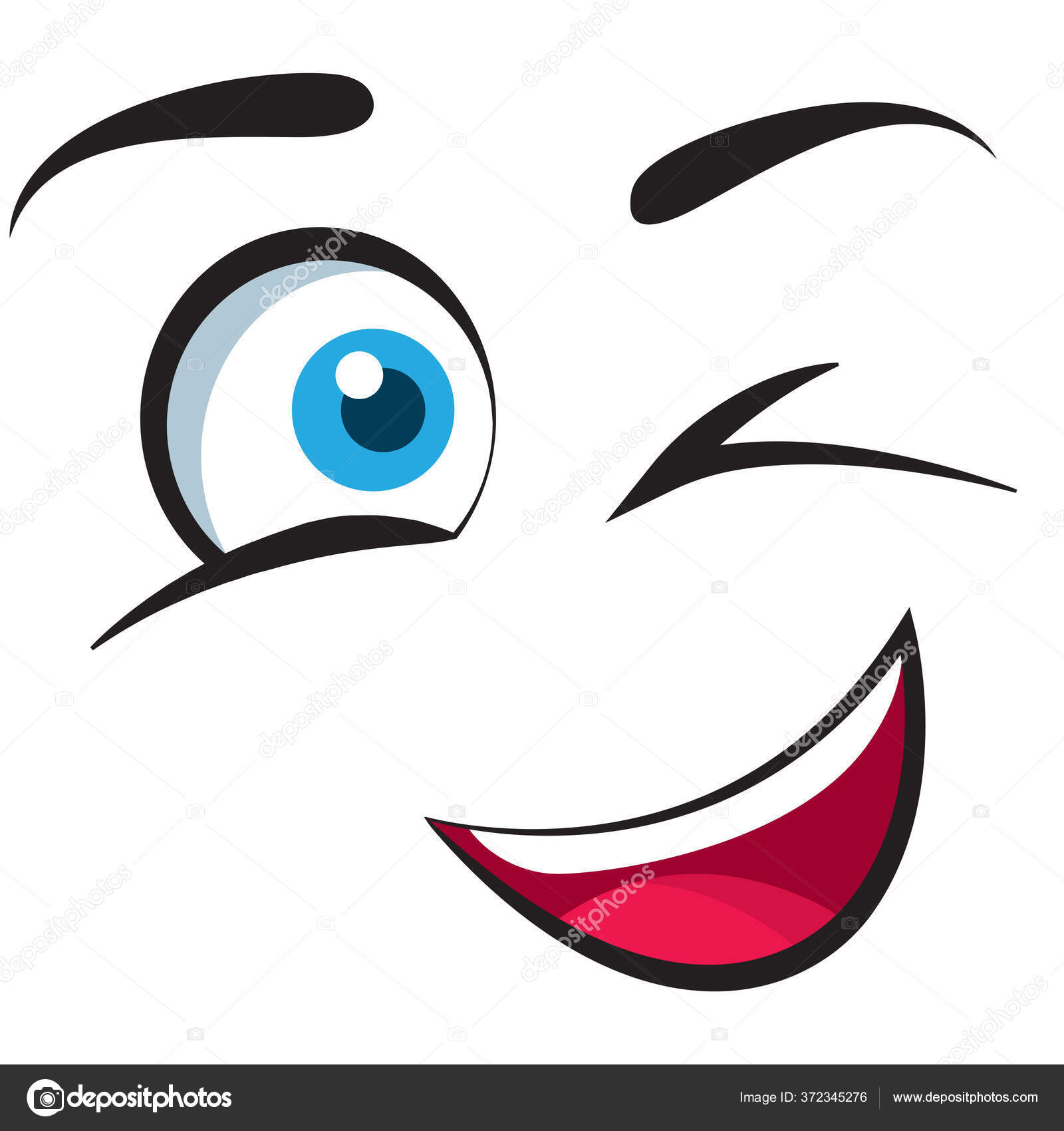 Winking face. Flirt expression. Stock Vector Image by ©PavKon 372345276