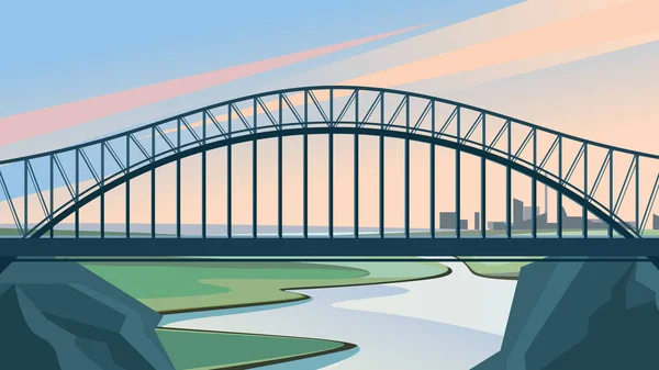 Puente sobre el cañón . — Vector de stock