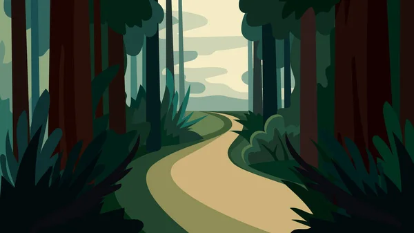 Beau Paysage Forestier Paysage Naturel Dans Style Dessin Animé — Image vectorielle