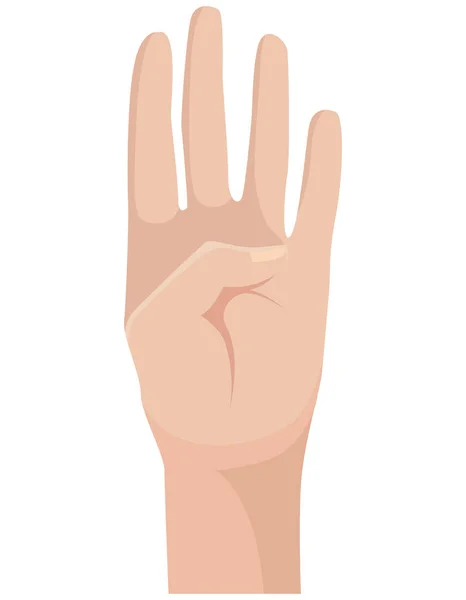 Человеческая Рука Четырьмя Поднятыми Пальцами Запястье Стиле Мультфильма — стоковый вектор