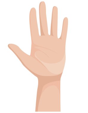 Beş parmağı havada bir insan eli. Çizgi film tarzında bilek.