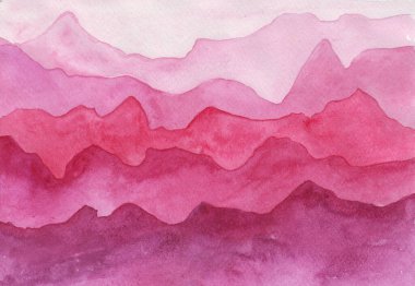 kırmızı pembe desenli dağlar arkaplan resimli suluboya