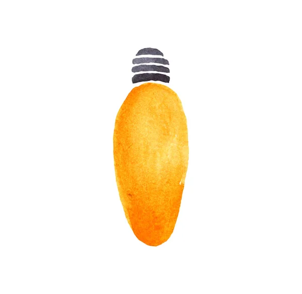 Incandescent Long Oval Yellow Light Watercolor White Background — Stock Photo, Image