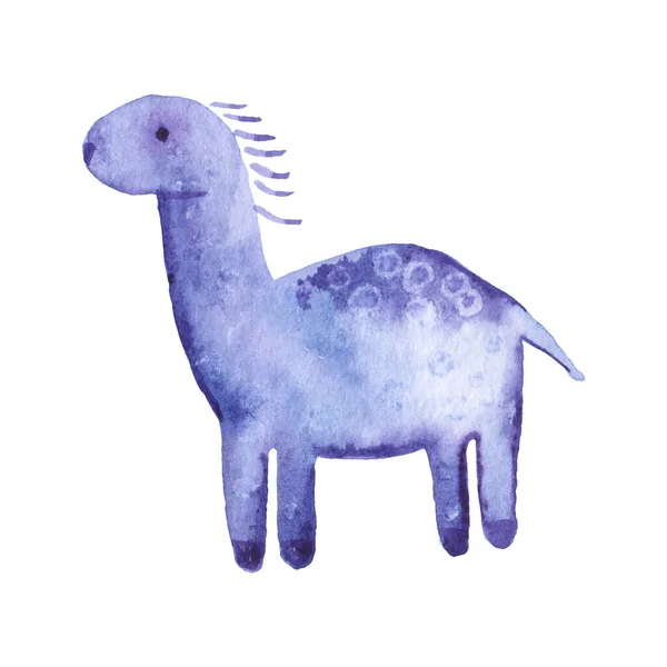 Ilustração Aquarela Cavalo Azul Com Uma Crina Sobre Fundo Branco — Fotografia de Stock