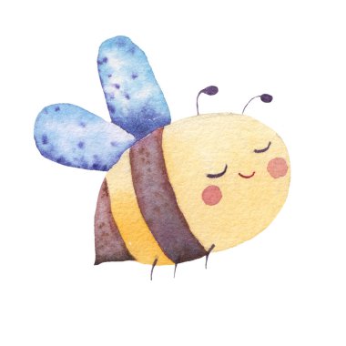 suluboya sarı çizgili arı beyaz arka planda uçar