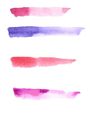 suluboya fırça darbeleri beyaz arkaplanda pembe kırmızı mor renkte