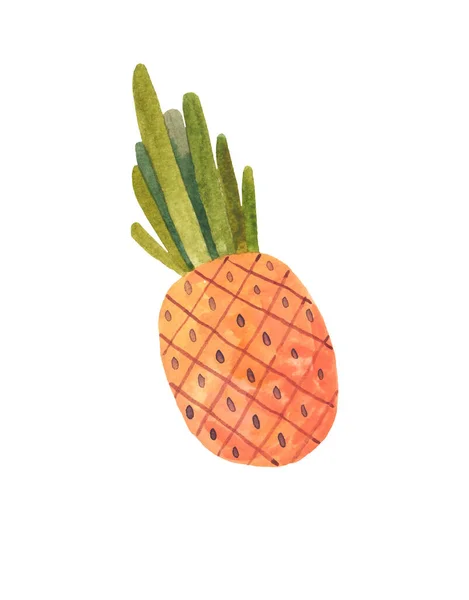 Ananas Owoc Akwarela Ilustracja Białym Tle — Zdjęcie stockowe