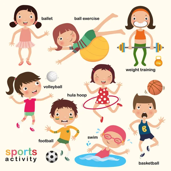 Deporte Para Niños Colección Vector Ilustración — Vector de stock