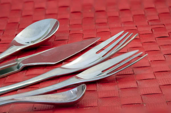 Tenedor Cuchillo Cuchara Cubiertos Aislados Sobre Fondo Blanco Conjunto Tenedor —  Fotos de Stock