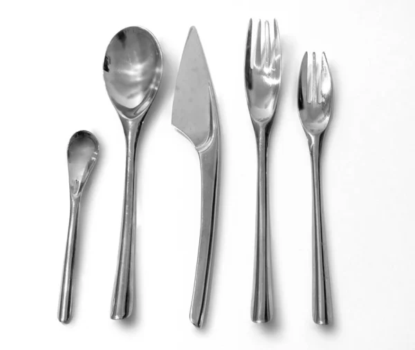 Fork Knife Spoon Cutlery Isolated White Background Set Cutlery Spoon — Stock Photo, Image