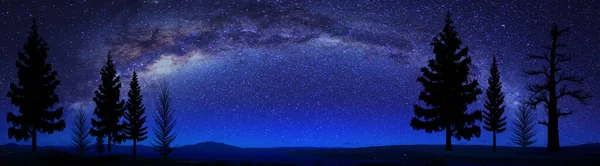 Vía Láctea Disparada Las Altas Montañas Star Trail Imagen de archivo