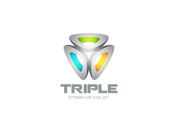 Tecnologia de logotipo abstrato triplo — Vetor de Stock
