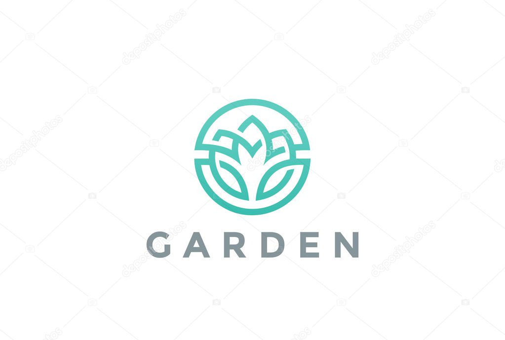 Flower Logo circle abstract design vector template. Lotus SPA icon