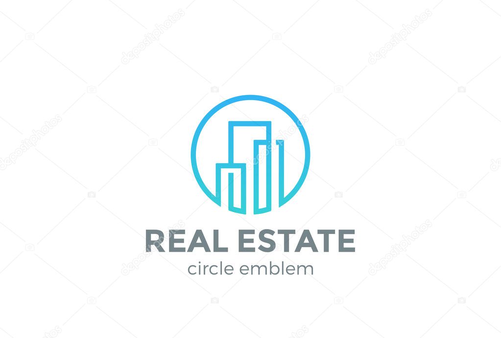 Real Estate Logo design vector template Linear style