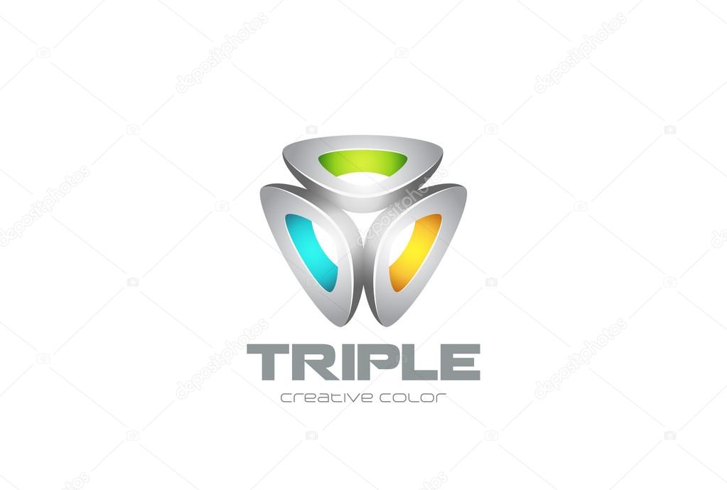 Triple Abstract Logo technology design vector template
