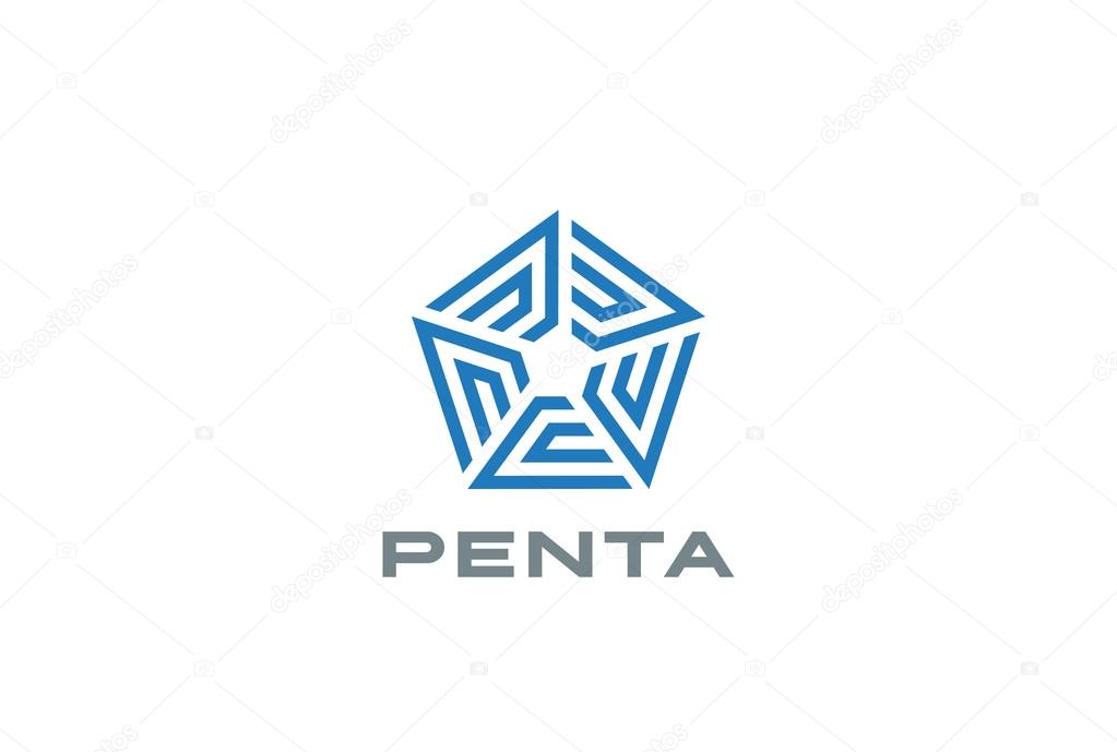 Pentagon Star Logo design vector template Linear style