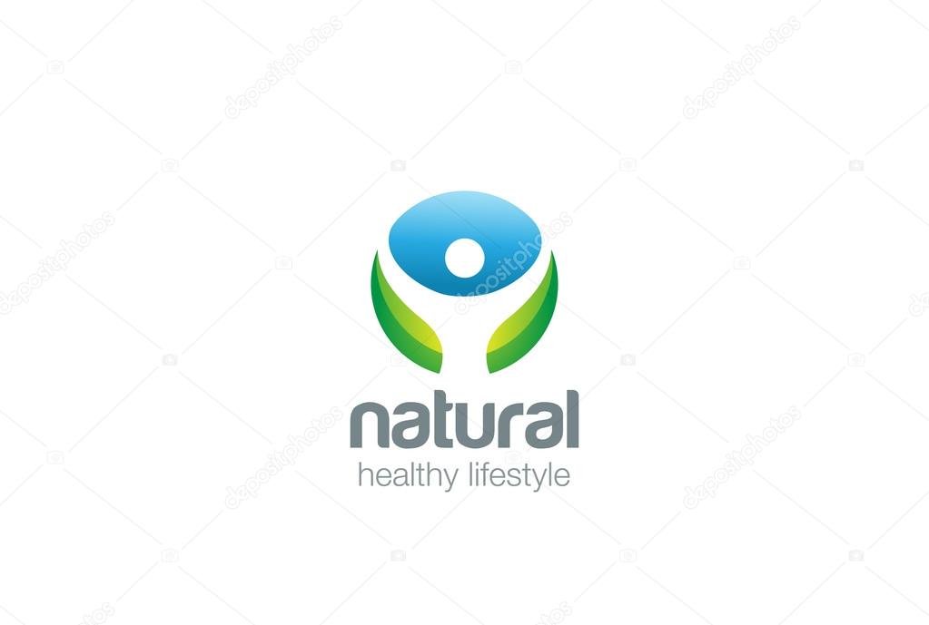 Eco Health green Logo design vector template circle shape