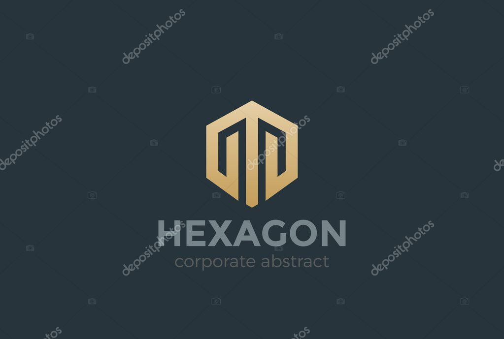 Real Estate Logo design vector template Hexagon shape