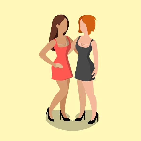 Isométrique lesbienne couple — Image vectorielle