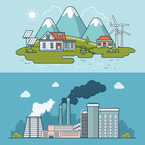 Modern eco friendly town — Stock Vector