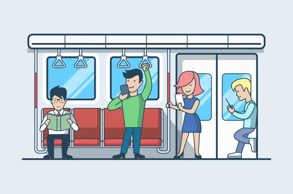 Mensen in Underground coach — Stockvector
