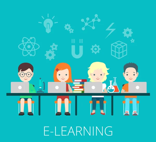 Studenter e-Learning och Coworking — Stock vektor