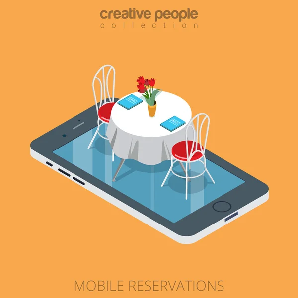 Τραπέζι εστιατορίου στο smartphone — Διανυσματικό Αρχείο