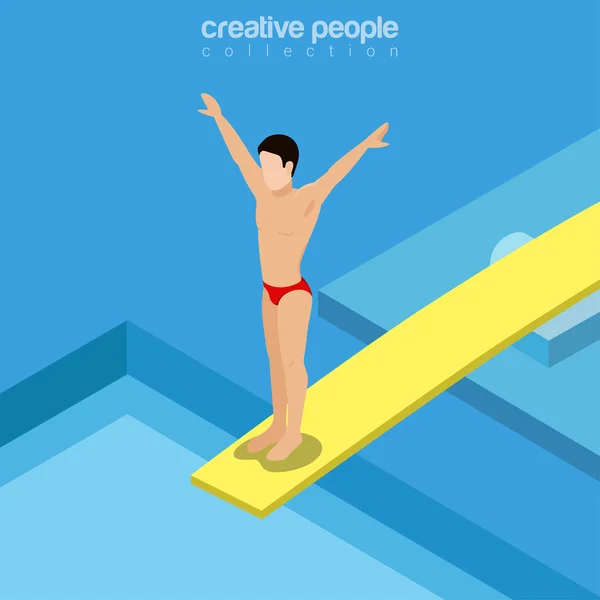 蹦床跳板上的游泳者 — 图库矢量图片