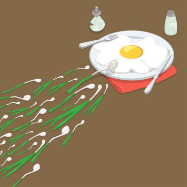 Yeşil soğan omlet elde
