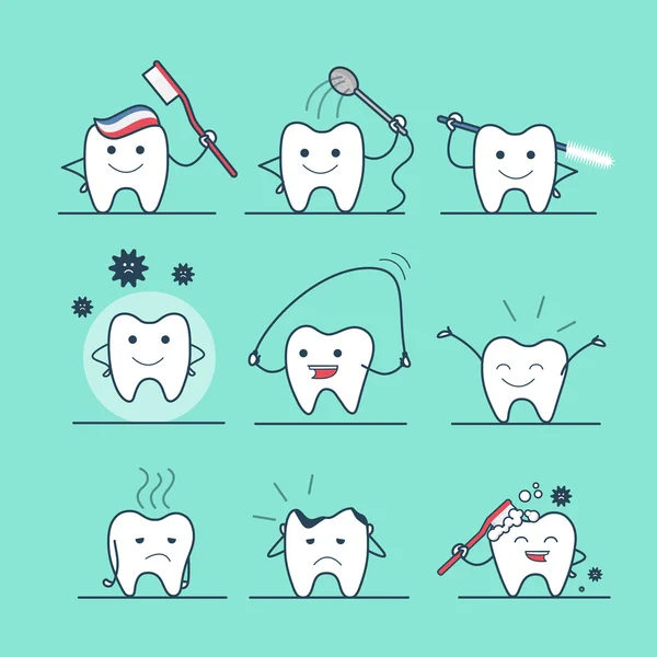 Милий зубів зубною ниткою — стоковий вектор