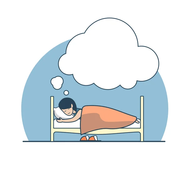 Fille dormir et rêver — Image vectorielle
