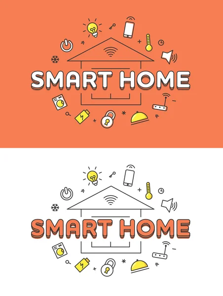 Smart Home parola sopra la casa — Vettoriale Stock