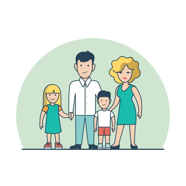 Paar mit Kindern — Stockvektor