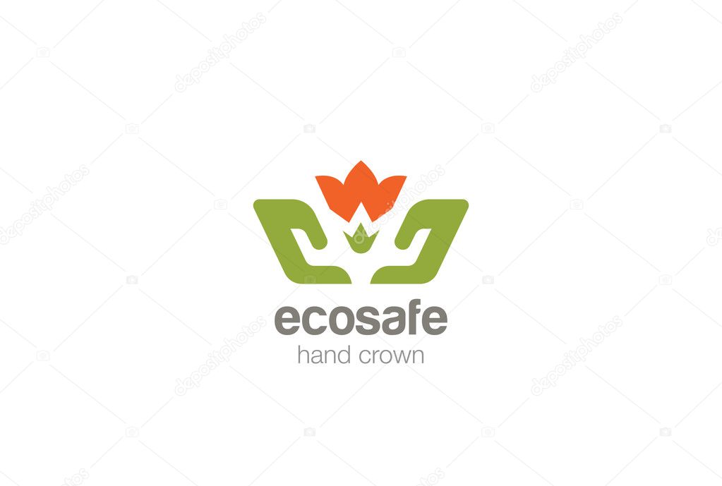 Hands Holding Flower Logo design vector template Crown shape