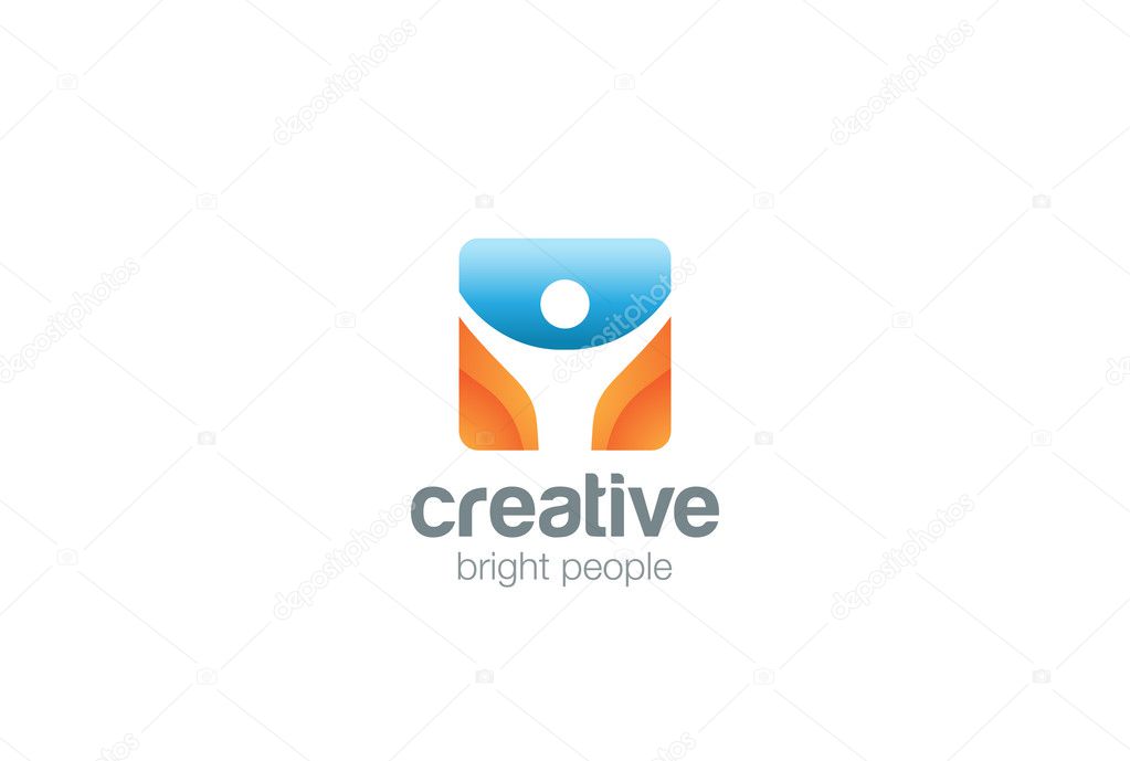Sport Fitness active Logo design vector template square shape