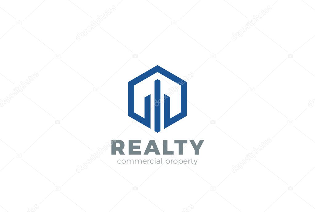 Real Estate Logo design vector template Hexagon shape