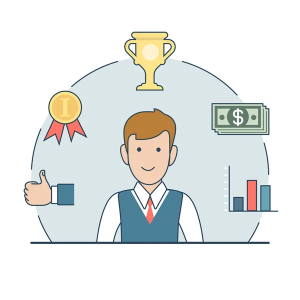 Üzletember trófea kupa pénz — Stock Vector