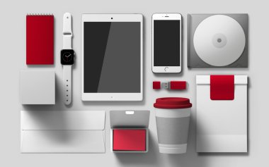 İzometrik mockup marka şablonu. 