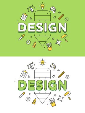 Doğrusal düz tasarım kelime üzerinde kalem 