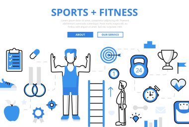 Doğrusal düz spor + Fitness infographics