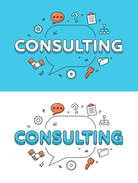 Linear Flat CONSULTING word — Stock Vector