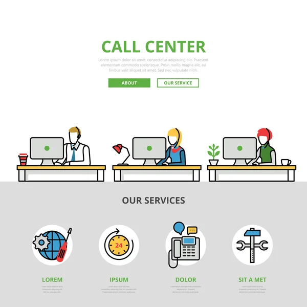 Plantilla de infografías del sitio web Call center — Archivo Imágenes Vectoriales