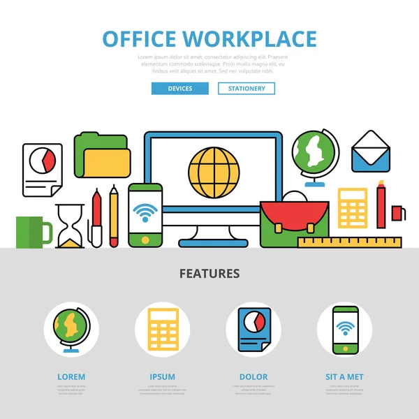 Modelo de infográficos de local de trabalho de escritório —  Vetores de Stock