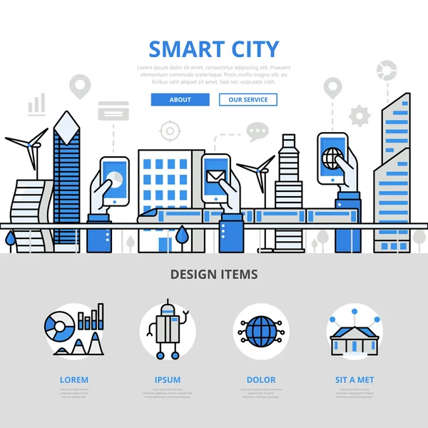 Modelo de infográficos de aplicativos de cidade inteligente —  Vetores de Stock