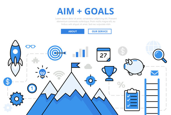 Linear flat AIM + GOALS infographics template 