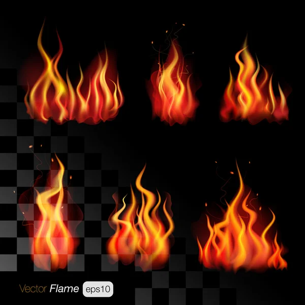 Reális tűz láng — Stock Vector