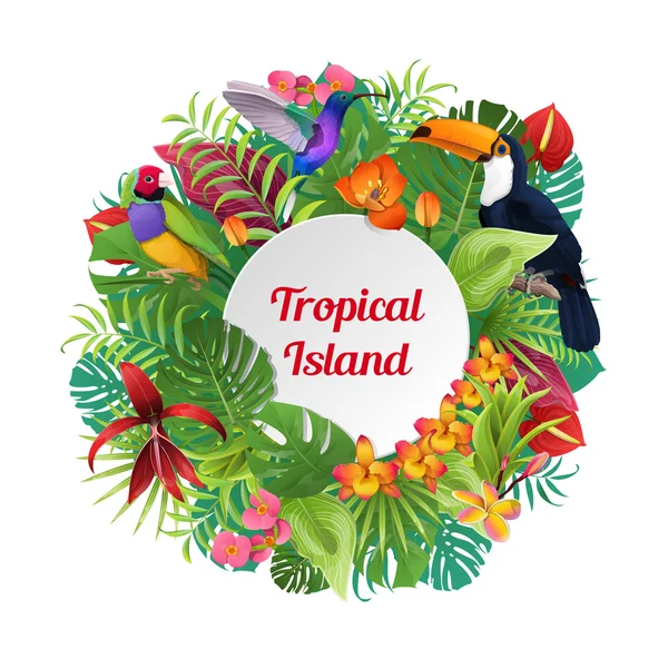 Tropical Island word on wreath — Stock Vector