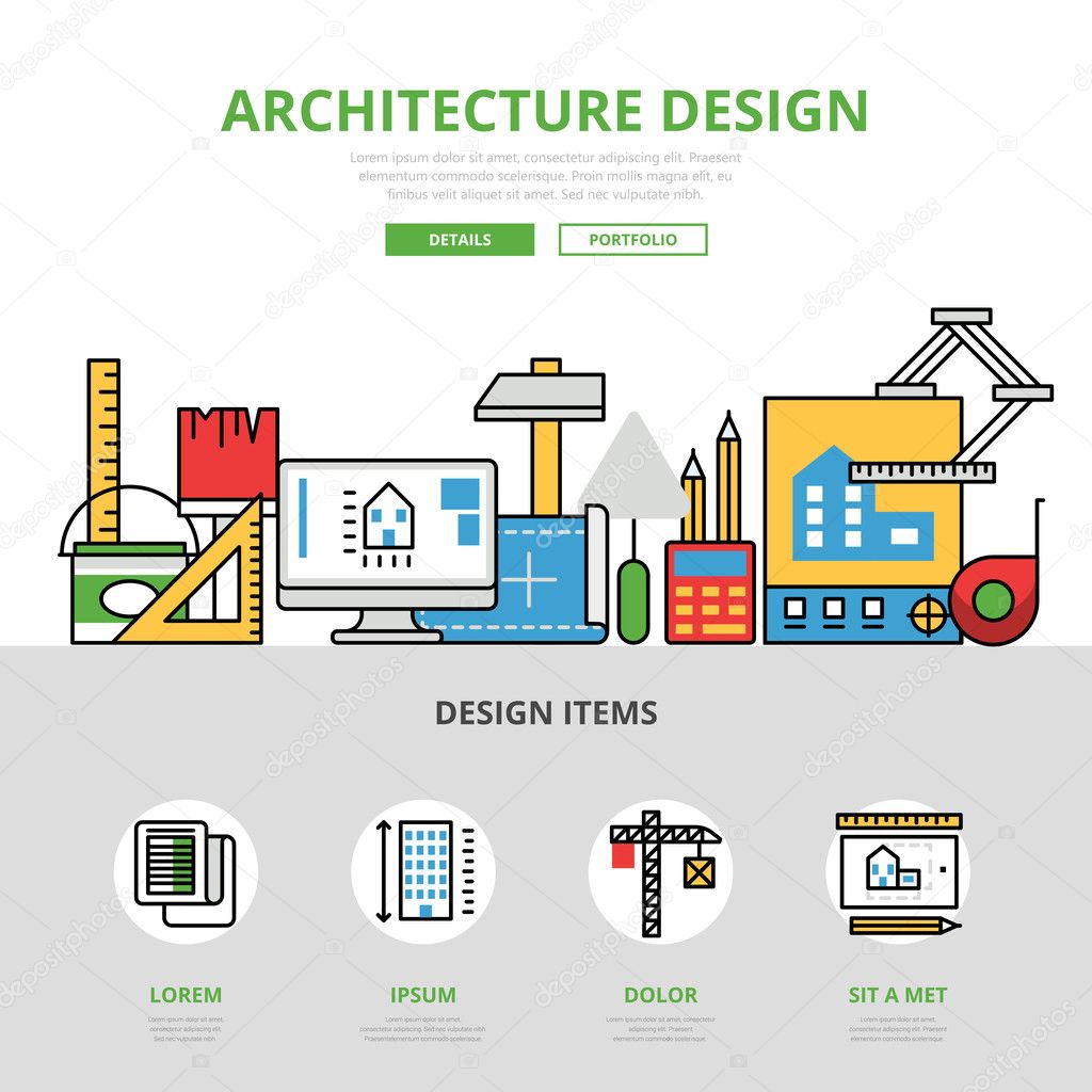 Architecture Design Template linear flat website infographics template and icons website hero Architecture Design Template linear flat website infographics template and icons website hero