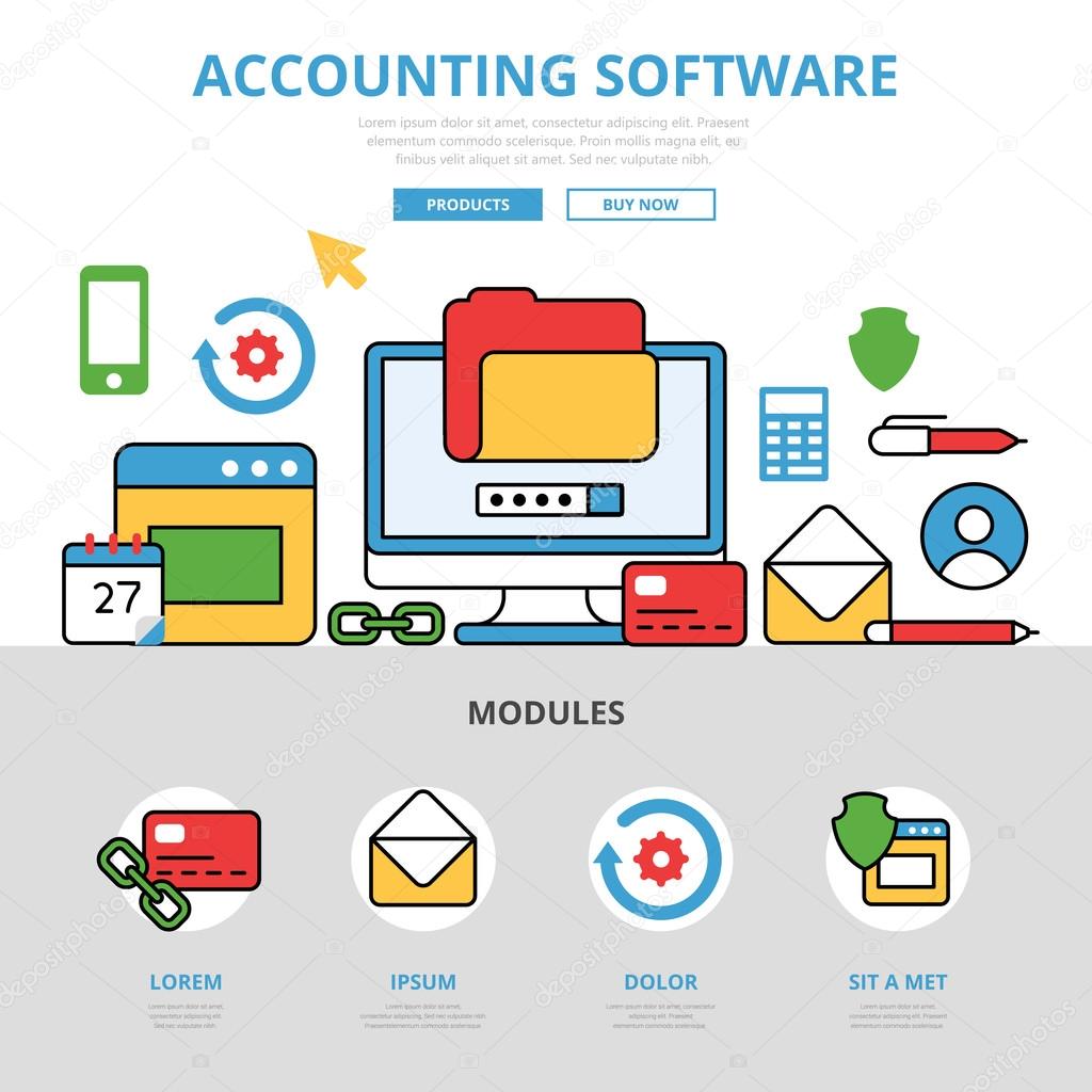 Accounting software infographics template 